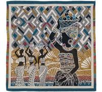 Linnea Carré de Tissu Jacquard Polycoton Motif Africain Kuba Jaune Gold