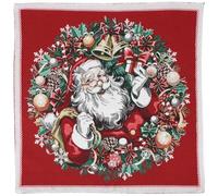 Linnea Carré de Tissu Jacquard Polycoton Motif Festif Esprit noël Claus Rouge