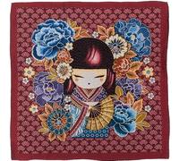 Linnea Carré de Tissu Jacquard Polycoton Motif Geisha Chibi Mina Rose Fuchsia