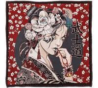 Linnea Carré de Tissu Jacquard Polycoton Motif Japonais Geisha Rouge