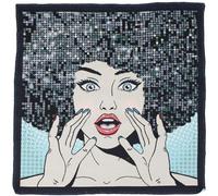 Linnea Carré de Tissu Jacquard Polycoton Motif Personnage Rhiana Bleu