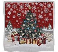 Linnea Carré de Tissu Jacquard Polycoton Motif Sapin de Noël Magique Rouge