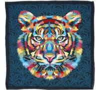 Linnea Carré de Tissu Jacquard Polycoton Motif tête de Tigre SHEREKAHN Multicolor