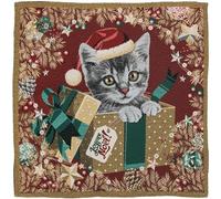 Linnea Carré de Tissu Polycoton Motif Chaton dans la boîte FÉLIX Rouge