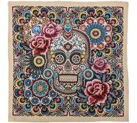 Linnea Carré Jacquard Polycoton 47x47 cm Miguel Motif Calavera Multicolore