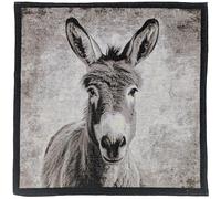 Linnea Carré Jacquard Polycoton 47x47 cm Personnage âne Pompom Lin