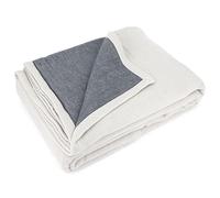 Linnea Couverture été 180x240 cm 100% Coton 260 g/m2 Provence Bicolore Gris Perle/Acier