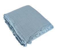 Linnea Dessus de lit 230x250 cm BREHAT 100% Gaze de Coton Bleu Orage