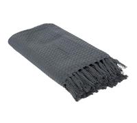 Linnea Jeté de canapé à Franges gaufré 120x150 cm Collection Laury Gris Anthracite