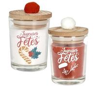 Linnea Lot de 2 Bougies parfumée de Noël avec Pompom 12h Sweet Pompom Senteur Sapin de Noël