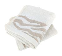 Linnea Lot de 2 Serviettes invité 33x50 cm Zebra Soft uni Bord zèbre Beige