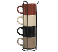 Linnea Lot de 4 Mugs Unis en céramique avec Support 22 cl Collection Hortense
