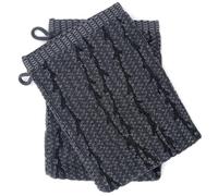 Linnea Lot de Deux Gants de Toilette 16x21 cm Pur Coton Collection Osaka Feuillage Gris