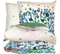 Linnea Parure 300x240 cm 65x65 cm 100% Coton ÉVASION Blanc Vert 3 pièces