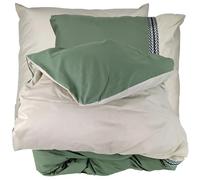Linnea Parure de lit 280x240 cm Percale 100% Coton NOA Vert Kaki 3 pièces