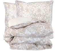 Linnea Parure de lit 300x240 cm 65x65 cm Percale de Coton Palazzo Beige 3 pièces