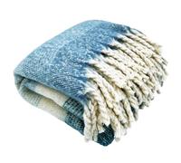 Linnea Plaid Aspect Mohair 100% Polyester recyclé 130x180 cm Hygge Rayé Bleu