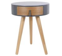 Linnea Table de Chevet 1 tiroir en Bois Collection Nora Coloris Gris