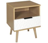 Linnea Table de Chevet avec Niche en Bois Collection Sven Blanc