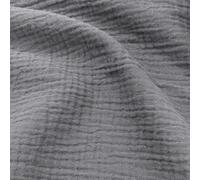 Linnea Tissu Double Gaze de Coton uni FRIPOUILLE Bleu Stone