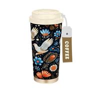 LINNIKEEEE Aigles Chauves Floraux Gobelet à Café en Acier Inoxydable Bouteille D'eau Isotherme à Double Paroi pour Voyage(500 Ml)