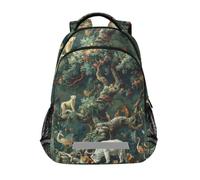 LINNIKEEEE Animaux De La ForêT Cerf Faune Harmonie Enfant Cartable Sac À Dos Ecole Étudiant Scolaire Sac pour Voyage Ados