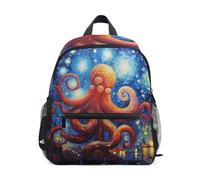 LINNIKEEEE Aquarelle Loup Hurlant Sac à Dos pour Tout-Petits,Mini Sac à Bandoulière avec Clip Sifflet pour Voyage Enfants de 1 à 6 Ans