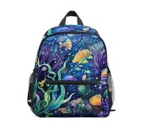LINNIKEEEE Aquarelle Oeuvre Loup Sac à Dos pour Tout-Petits,Mini Sac à Bandoulière avec Clip Sifflet pour Voyage Enfants de 1 à 6 Ans
