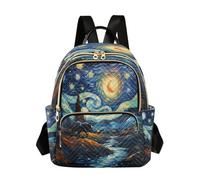 LINNIKEEEE Aquarelle Oeuvre Lune Sac à Dos Bookbag Mini Sac à Bandoulière pour Voyage Adolescent