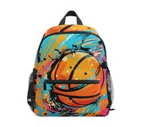 LINNIKEEEE Aquarelle Splash Basket Sac à Dos pour Tout-Petits,Mini Sac à Bandoulière avec Clip Sifflet pour Voyage Enfants de 1 à 6 Ans