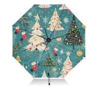 LINNIKEEEE Arbre De NoëL Bleu Art Automatique Protection UV Parapluie Pliable Pliant Parapluies pour Voyager Plage Enfants