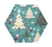 LINNIKEEEE Arbre De NoëL Bleu Art Parapluie Coupe-Vent Pliable et Automatique,Ouverture Fermeture Automatiques pour Garçons Filles