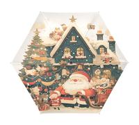 LINNIKEEEE Arbre De NoëL Santa House Parapluie Coupe-Vent Pliable et Automatique,Ouverture Fermeture Automatiques pour Garçons Filles