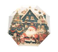 LINNIKEEEE Arbre De NoëL Santa House Parapluie Pliant Compact et Coupe-Vent Ouverture et Fermeture Automatiques Idéal pour Garçons Filles Voyages