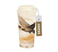 LINNIKEEEE Art Aigle Huile FraîChe Gobelet à Café en Acier Inoxydable Bouteille D'eau Isotherme à Double Paroi pour Voyage(500 Ml)