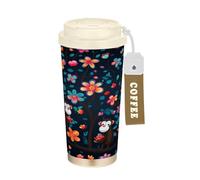 LINNIKEEEE Art De La Bande DessinéE Mignon ChimpanzéS Gobelet à Café en Acier Inoxydable Bouteille D'eau Isotherme à Double Paroi pour Voyage(500 Ml)