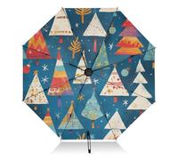 LINNIKEEEE Art De L'arbre De Dessin Animé Automatique Protection UV Parapluie Pliable Pliant Parapluies pour Voyager Plage Enfants