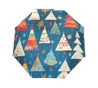 LINNIKEEEE Art De L'arbre De Dessin Animé Parapluie Pliant Compact et Coupe-Vent Ouverture et Fermeture Automatiques Idéal pour Garçons Filles Voyages
