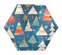 LINNIKEEEE Art De L'arbre De Dessin Animé Petit Parapluie Léger,Coupe-Vent Pliable Compact pour Garçons Filles