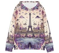 LINNIKEEEE Art des Fleurs De Paris Sweat Shirts à Capuche pour Enfants avec Imprimé 3D Mignon pour Filles GarçOns