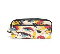 LINNIKEEEE Articles De Maquillage Glamour éLéGant Étui à Crayons en Cuir,Trousse Élève Scolaire Sac à Crayons Trousse de Maquillage pour Garçon Fille