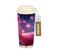 LINNIKEEEE Autruche Rose De L'espace Gobelet à Café en Acier Inoxydable Bouteille D'eau Isotherme à Double Paroi pour Voyage(500 Ml)