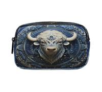 LINNIKEEEE Bison Cool Bleu Trousse à Crayons,Pochette de Maquillage Cosmétique,Étui à Stylos pour Étudiants pour Filles Garçons
