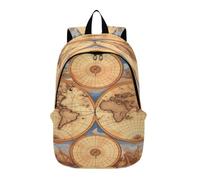 LINNIKEEEE Carte Du Monde Boussole Historique Sac À Dos pour Ordinateur Portable Sac de Voyage avec Bretelles Rembourrées pour Garçons Femmes