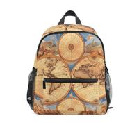LINNIKEEEE Carte Du Monde Boussole Historique Sac à Dos pour Tout-Petits,Mini Sac à Bandoulière avec Clip Sifflet pour Voyage Enfants de 1 à 6 Ans