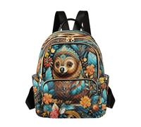 LINNIKEEEE Castor À Motif Floral Sac à Dos Bookbag Mini Sac à Bandoulière pour Voyage Adolescent