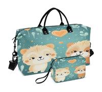 LINNIKEEEE Coeurs De Lions Mignons Sacs de Voyage,Sac de Sport,Sac à Main de Week-End avec Trousse De Toilette pour Filles Hommes