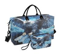 LINNIKEEEE Condor des Neiges Bleu Sacs de Voyage,Sac de Sport,Sac à Main de Week-End avec Trousse De Toilette pour Filles Hommes