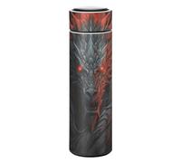 LINNIKEEEE Cool Dragon Rouge Art Bouteille D'Eau Isotherme - Acier Inoxydable,Étanche Flacon Isolé Sous Vide,Thermos Anti-Fuite pour Garçons Filles