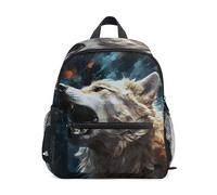 LINNIKEEEE Cool Loup Hurlant Sac à Dos pour Tout-Petits,Mini Sac à Bandoulière avec Clip Sifflet pour Voyage Enfants de 1 à 6 Ans